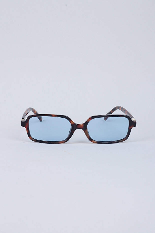 Mino Minimal Rectangular Sunglasses - Leopard Blue - 3