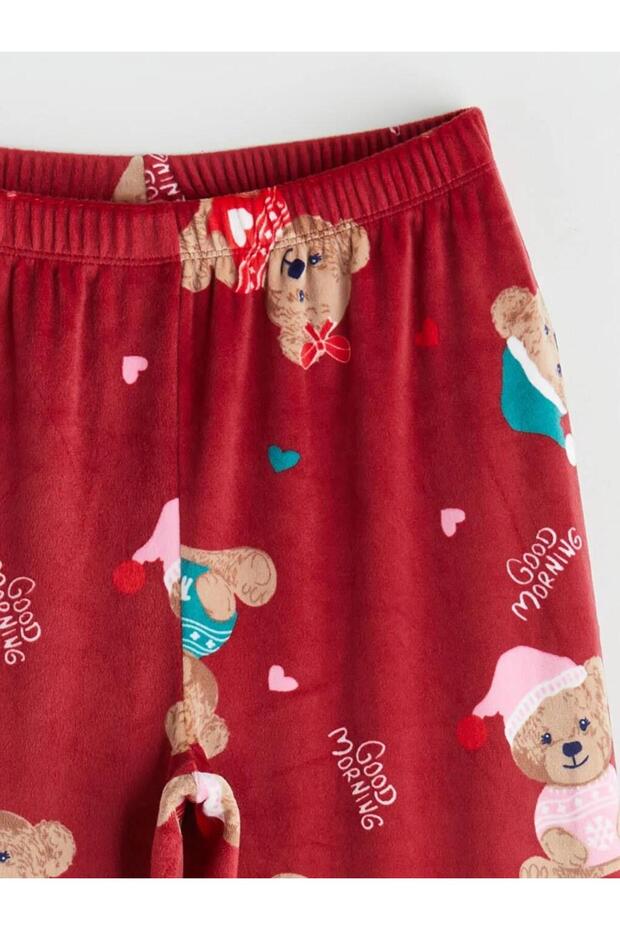 Bisiklet Yaka Kadife Kız Çocuk Pijama Takımı (W5) - 6