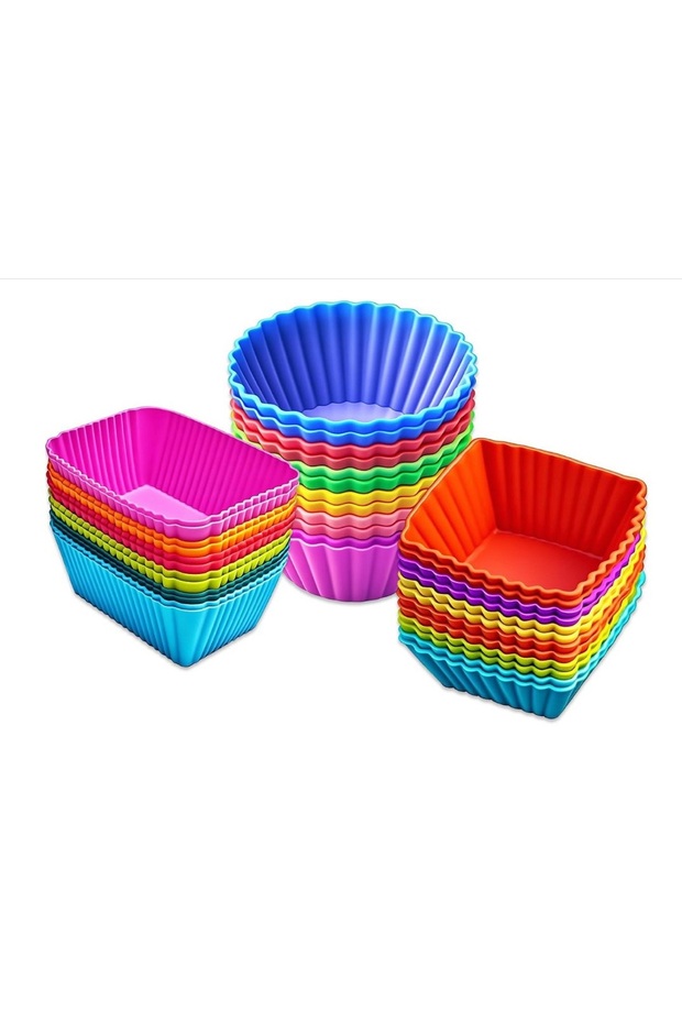 Silicone Cupcake Muffin Baking Cups Liners 24 Pack Reusable Non-Stick Cake Molds Sets, Standar