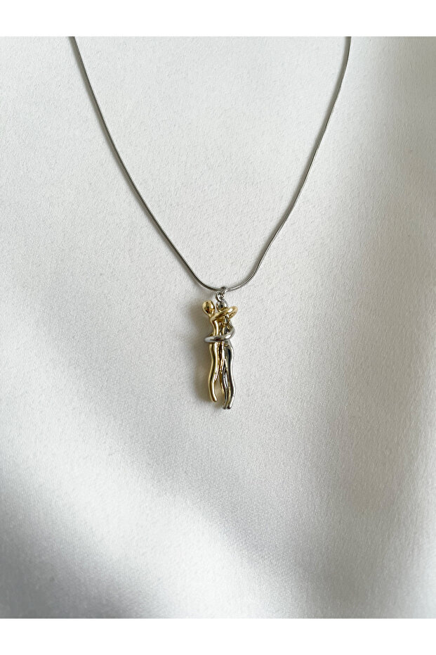 Silver Silver Hugging Couple Necklace Lover's Gift