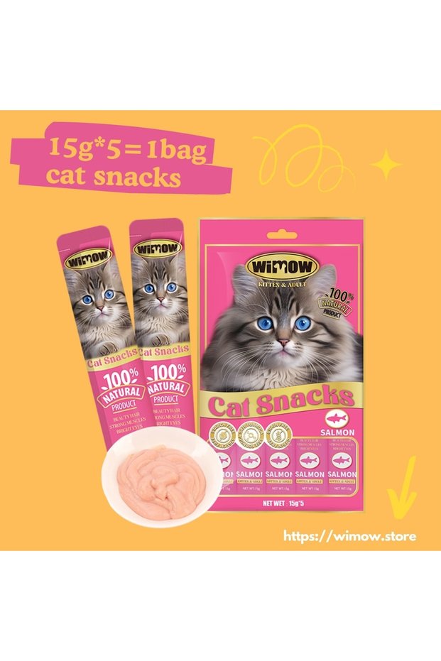 Cat Treats, Salmon Flavor, Adult, 5 Count - Hairball Control, Rich in Protein, 0.5 oz Each (Pa