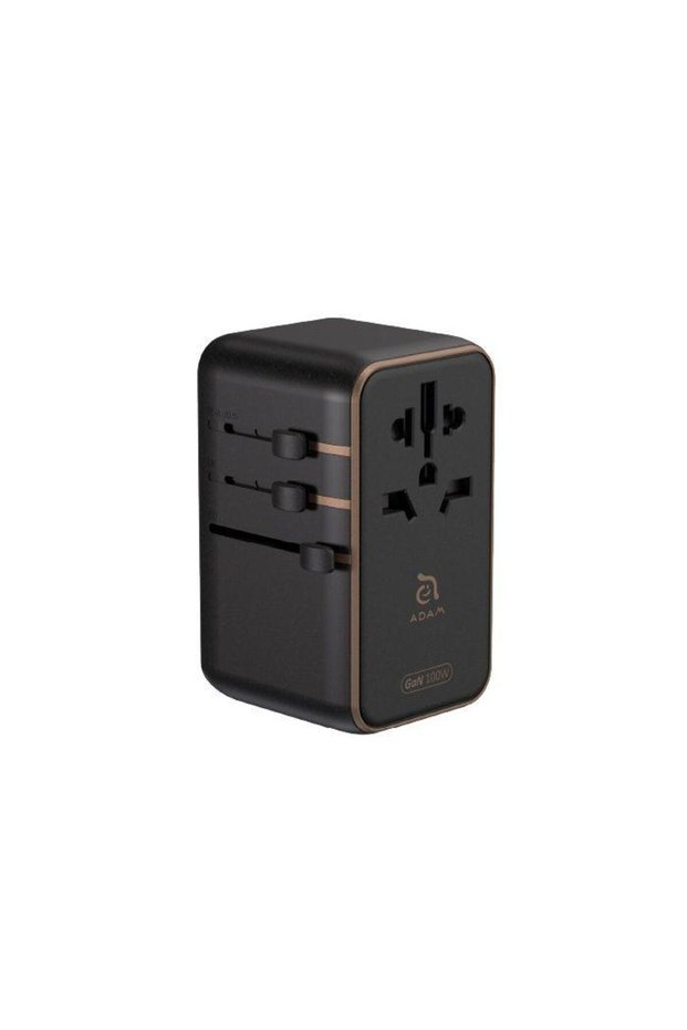 T100L 100W Universal Travel Adapter With Built-In USB-C Cable - Black