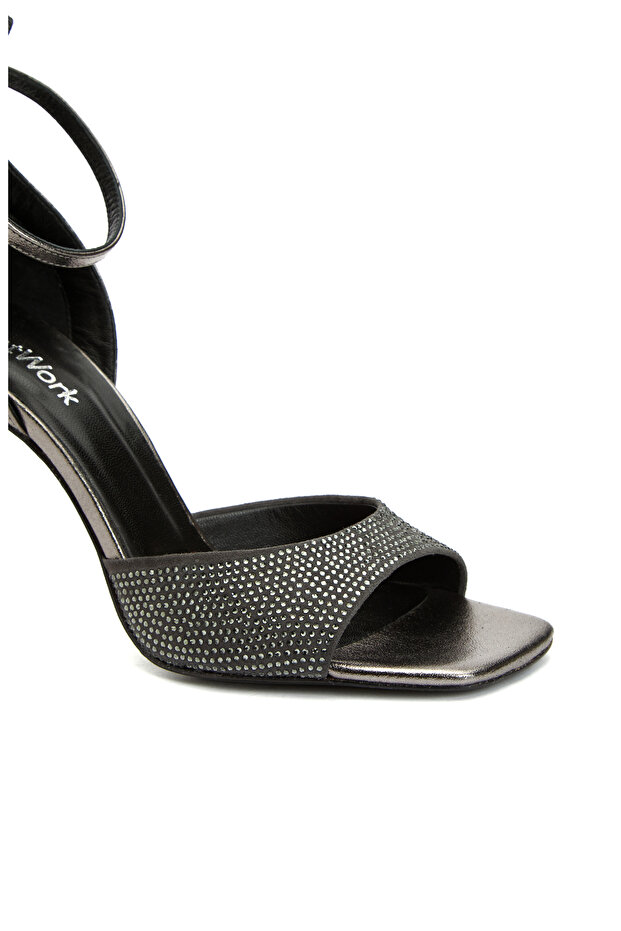 Platin Kadın Deri Sandalet - 6