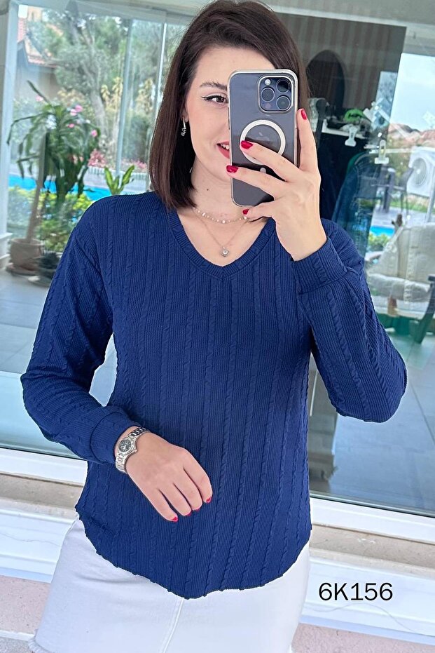V-Neck Veronica Knitwear Blouse 6K156