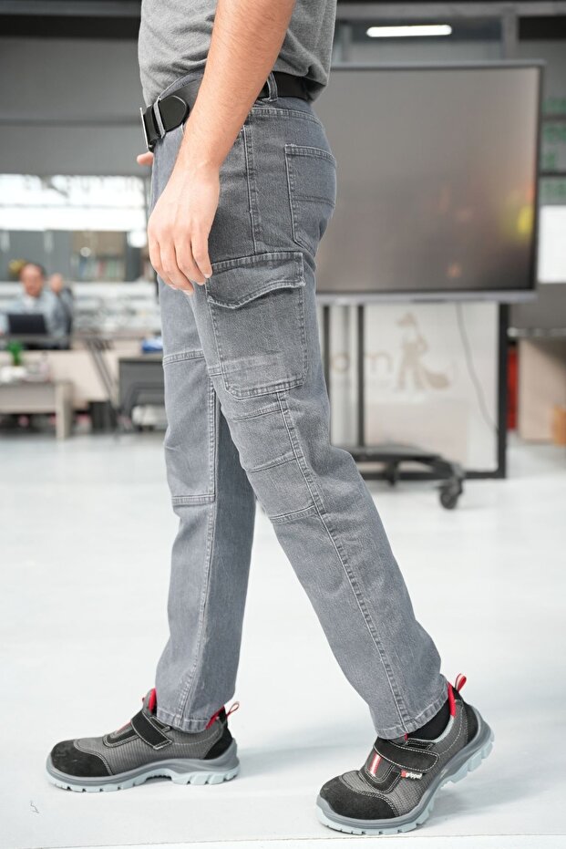 İş Pantolonu Kot Kumaş Titan Flex Model Gri - 2