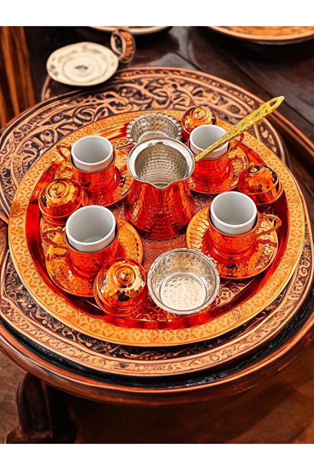 Bakır kahve takımı 4 kişilik - 3