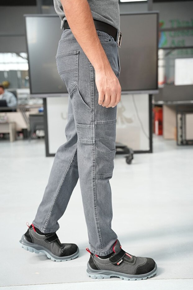 İş Pantolonu Kot Kumaş Titan Flex Model Gri - 3