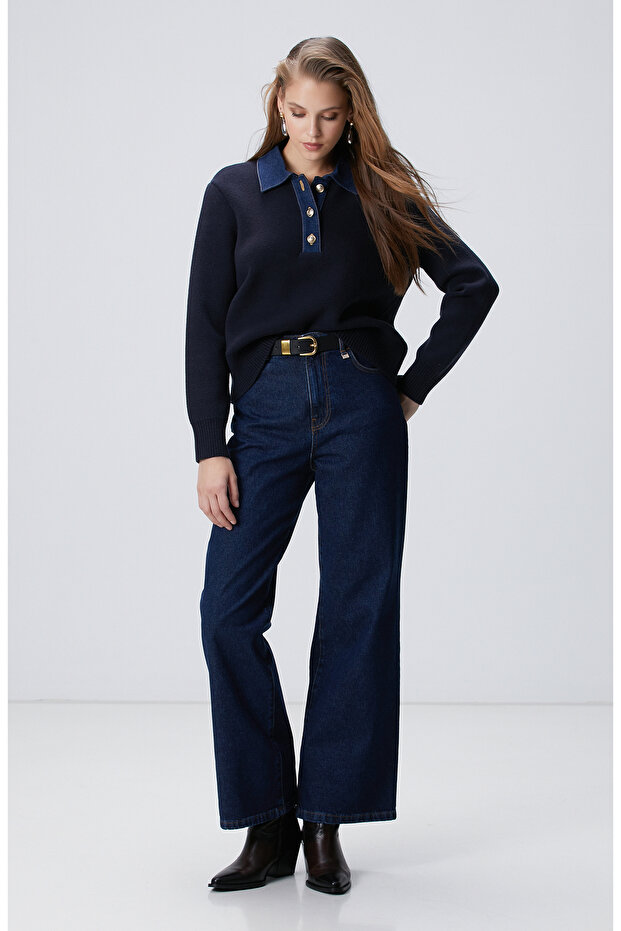 Lacivert Triko Kazak - 3