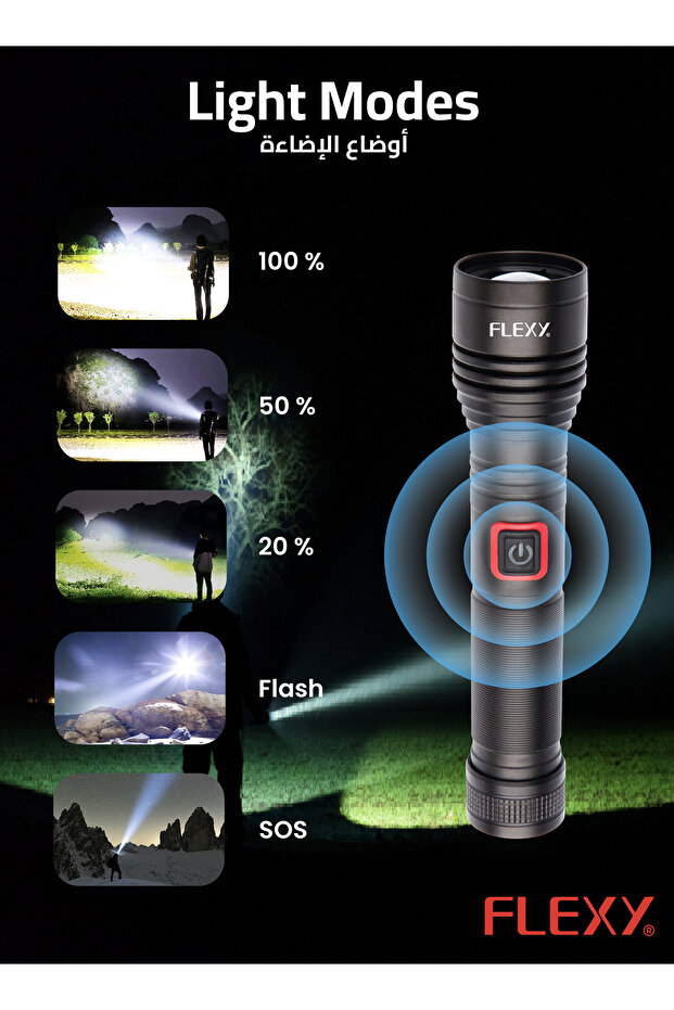 20W Rechargeable Laser LED Flashlight, Zoomable, 2000 Lumens, 5000mAh, 600m Range, 3 Modes - 5