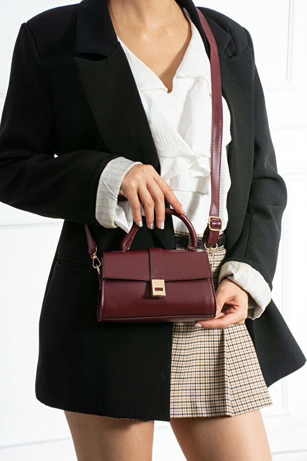 Burgundy Women's Daily Stylish Mini Hand and Shoulder Bag