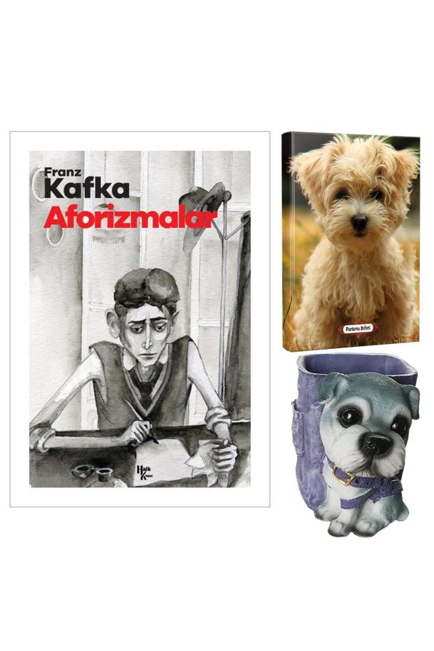 Aforizmalar</DNTCTMS> - Franz Kafka and Decorative Dog Pen Holder - Cheerful Face Planning Notebook