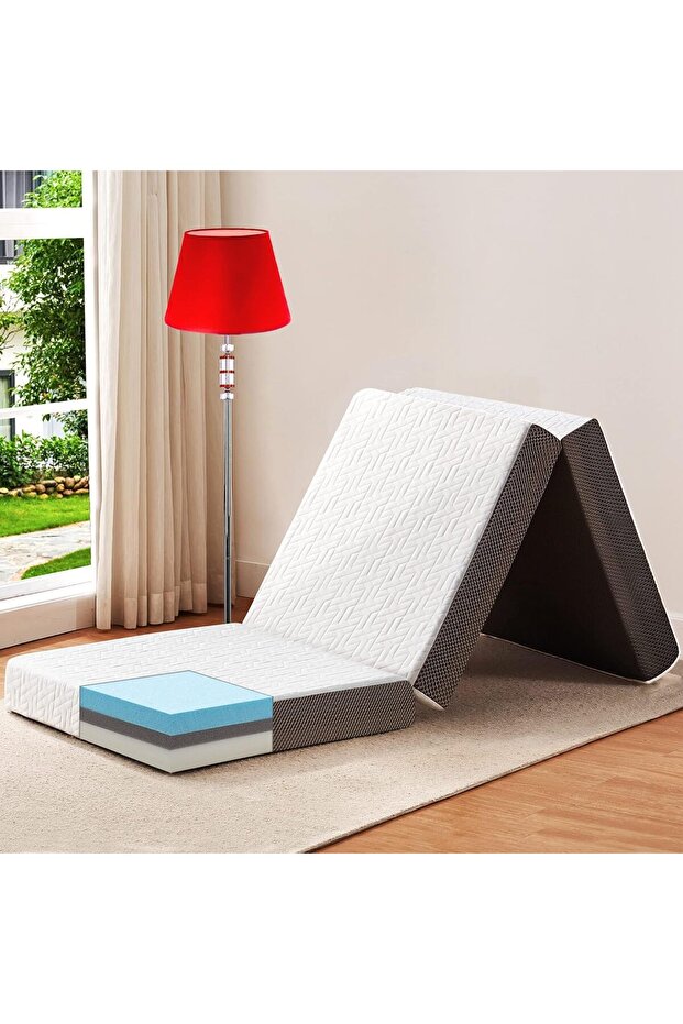 4 Inch Tri Folding Mattress Full Size with Storage Bag, Foldable Memory Foam Topper Po