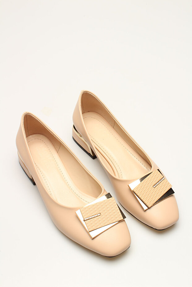 BEIGE SKIN BUCKLE WOMEN'S HEELS