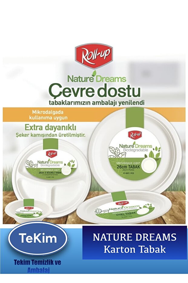 Nature Ekolojik Kağıt Karton Tabak Tek Kullanımlık 18cm - 25 Adet - 3