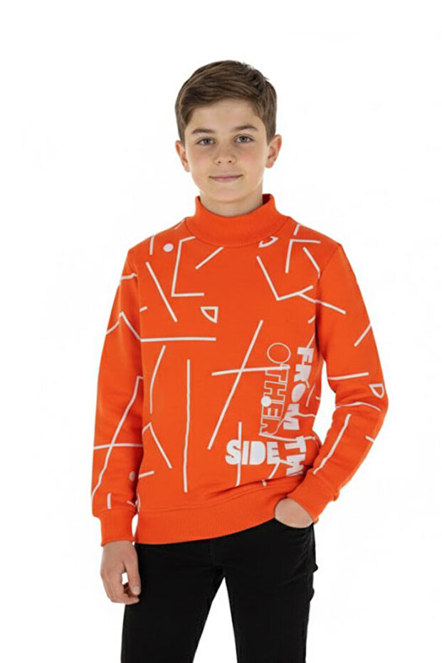Boy's Sweatshirt with Raised Letters, 2 Thread Count - 1