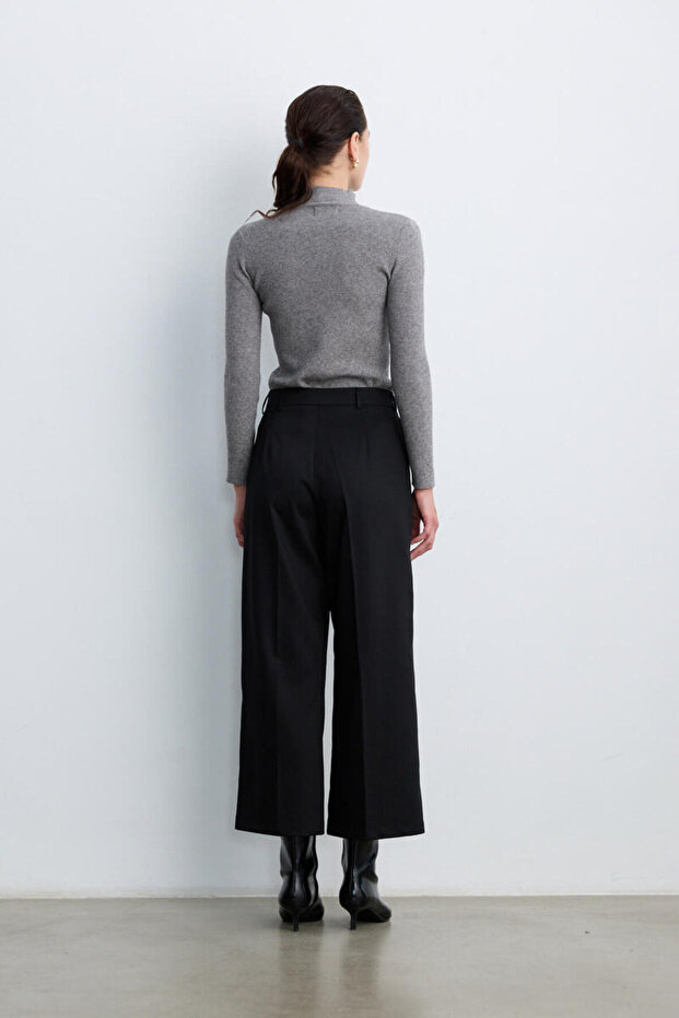 SİYAH KISA STRAIGHT FIT PANTOLON - 7