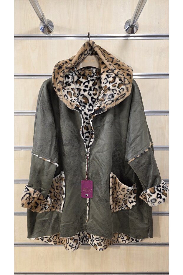 معطف من جلد النوبوك بنقشة الفهد - 1