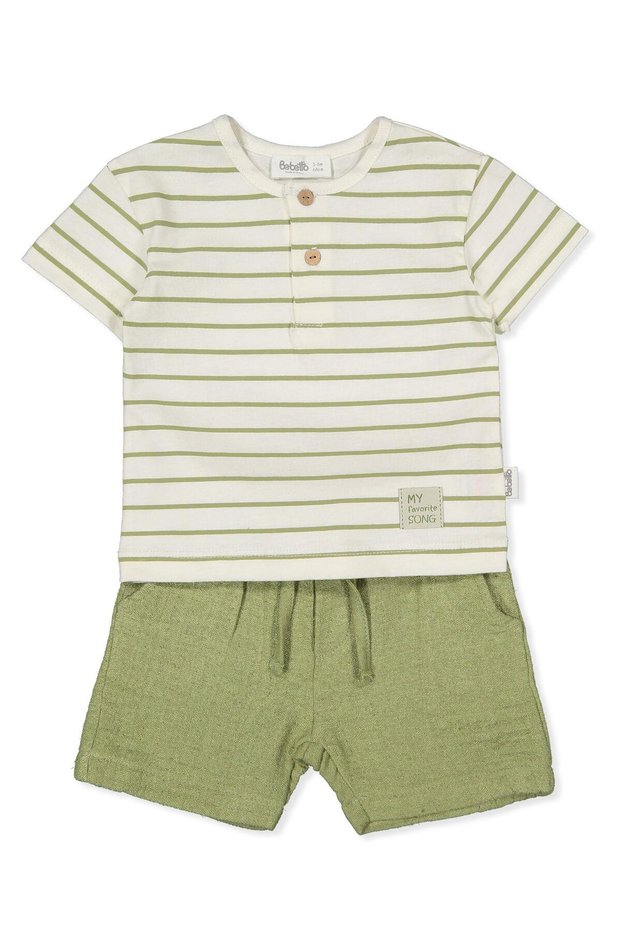 Linen Muslin Shorts 2-Piece Set (Favorite Song) Green