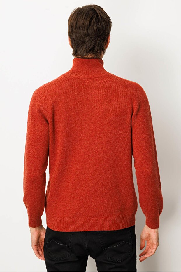 Men's Basic Wool Sweater with Zipper Collar Tile - 3