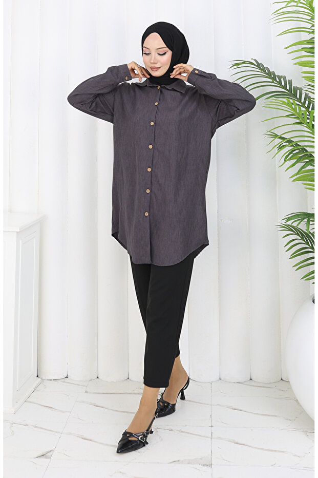 Buttoned Tunic 0147-07 Anthracite - 2