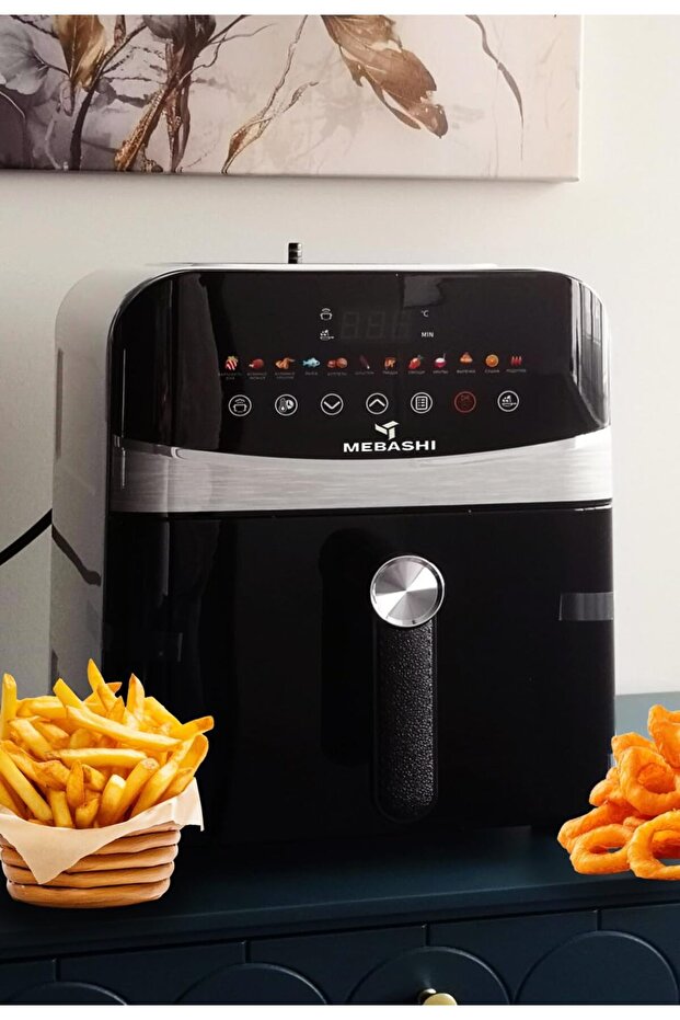 Air Fryer, Digital Touch Screen, 12 preset cooking programs, 9 L Capacity (ME-AF953) (1700-2000W) (Black-Silver)