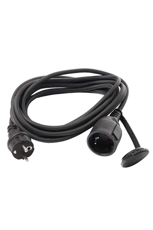 Extension cord with plug and socket, protection contact, 5 m, 3 x 1.5 mmp, black - 1