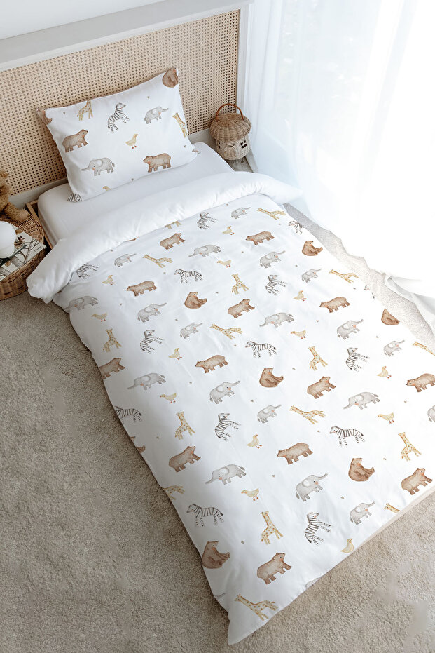 Single Duvet Cover Set (Without Sheets) 160X220 cm - Pureline Series - Cute Animals