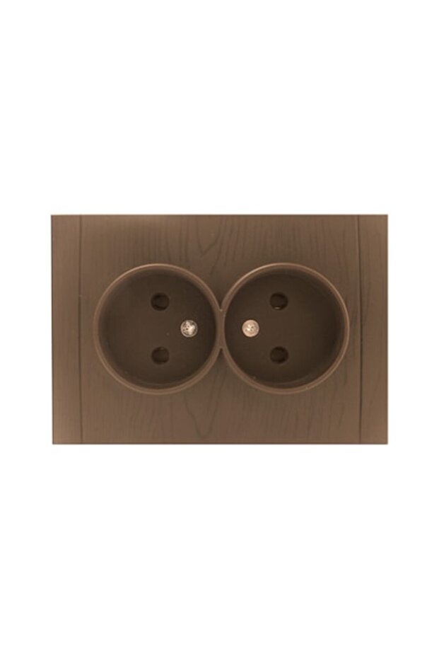 Anemon double socket, recessed, oak, 16A - 1