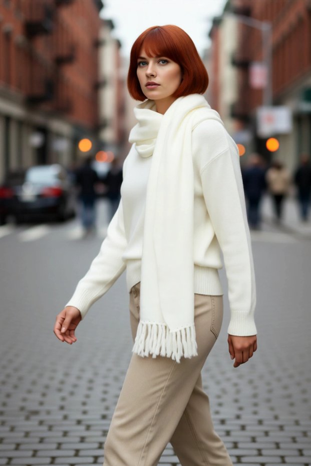 Women's Regular Fit Acrylic Knitwear Sweater Shawl Detailed Crew Neck Low Sleeve for Winter Season