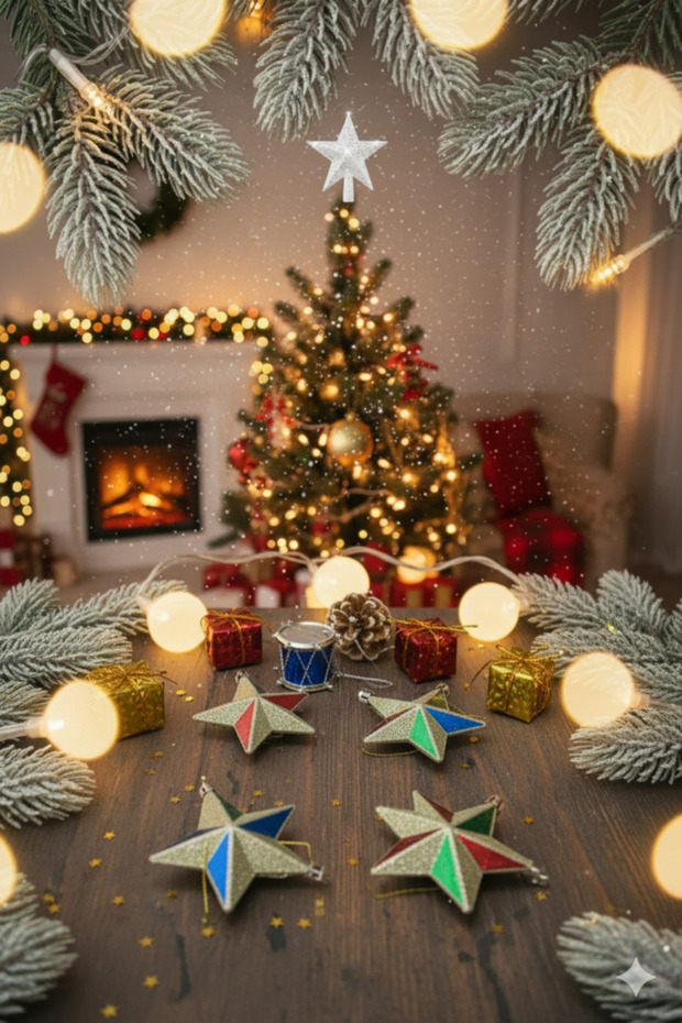 New Year's White Tepelik 4-Piece Star Pinecone Mixed 3-Piece Set Pine Tree Ornament