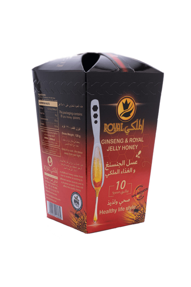 Ginseng Honey Spoons, 100% Pure, No Preservatives, Sider with Royal Jelly - 10 pcs