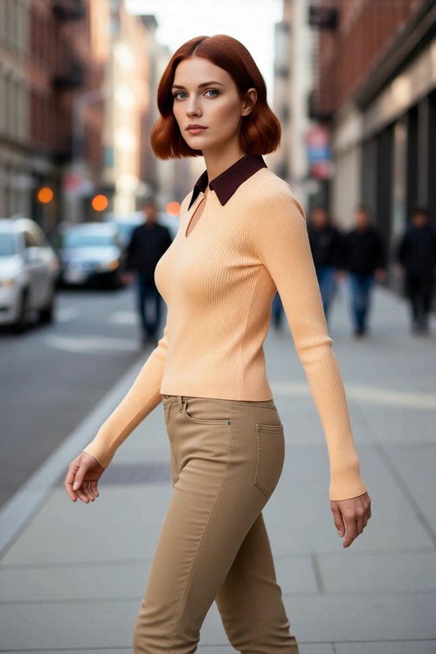 Women's Slim Polo Neck Fitted Knitwear Body Sweater Stylish and Comfortable Ideal for Everyday Wear in Spring Season