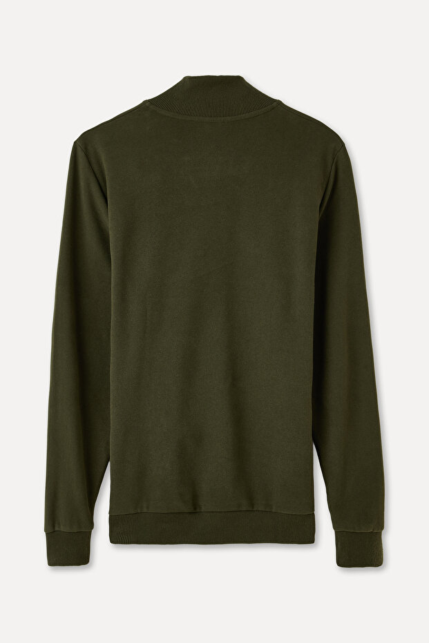 DÜĞMELİ DİK YAKA SWEATSHIRT - 7