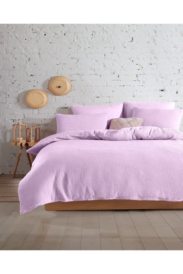 Premium 100% Cotton King Size Muslin Duvet Cover Set 220X240 cm