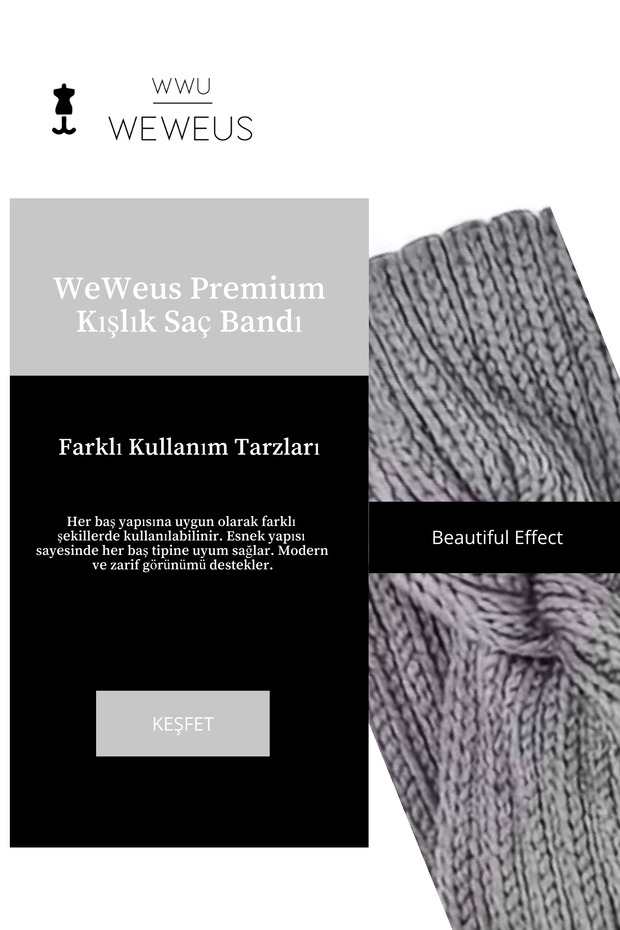 Gray Knitted Winter Premium Women's Headband
