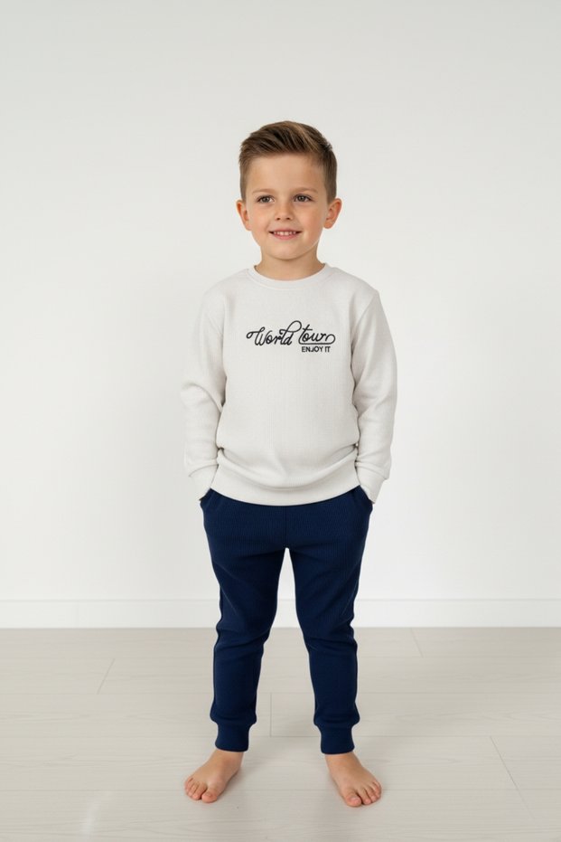 Children's World Tour Embroidered Ribbed Suit