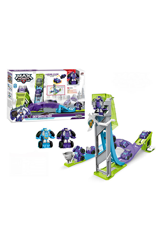 Robot Deformation Track Set – Transforming Car to Robot Launch Playset - 1