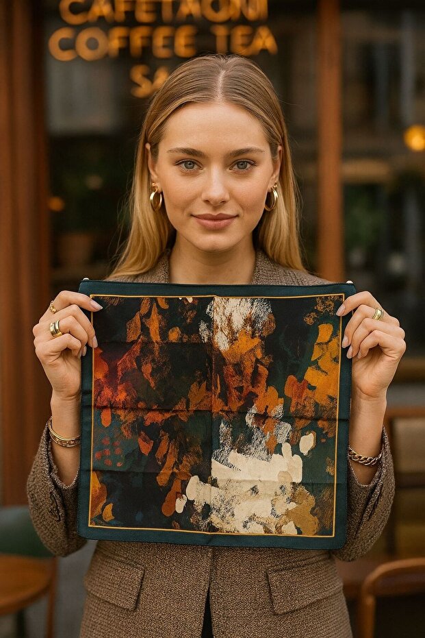 Flr28 Patterned Women's Scarf 50X50 cm