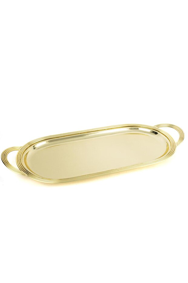 Oval Metal Tray with Handles 58X26Cm