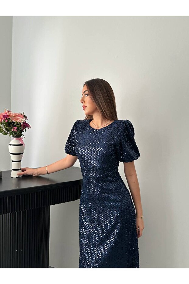 Kadın Midi Boy Pulpayet Elbise - 5