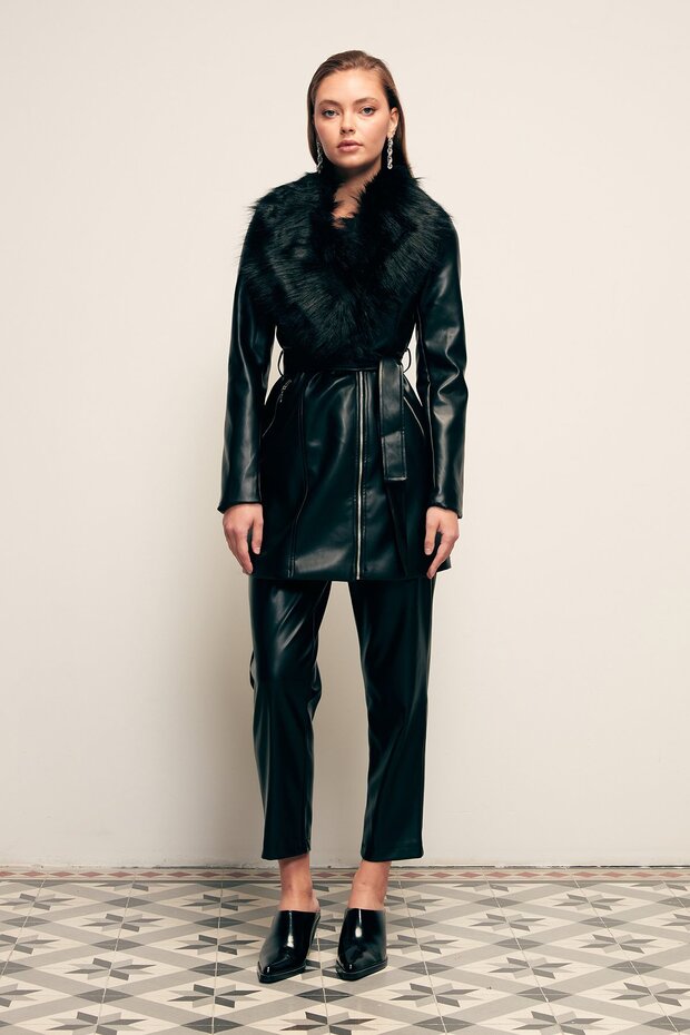 Detaylı Deri Ceket - 5