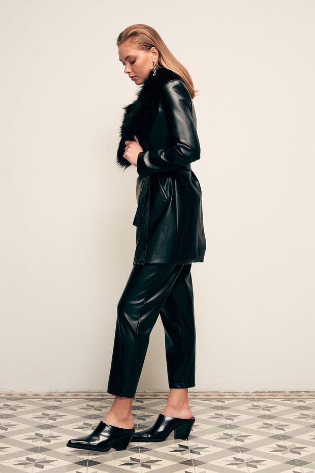 Detaylı Deri Ceket - 7