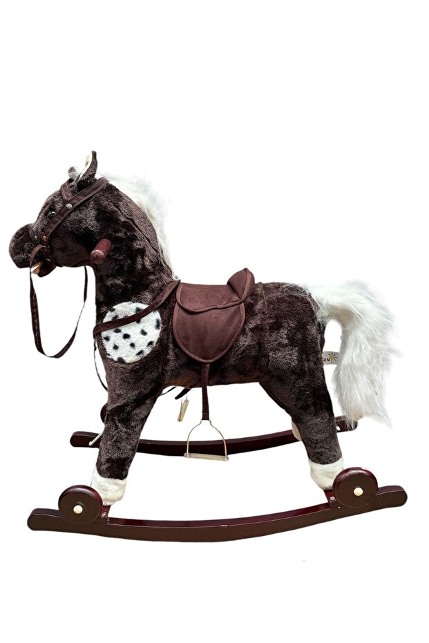 Rocking Horse, 2 In 1, With Wheels, Realistic Sounds And Lights, Brown, Large Size - 4