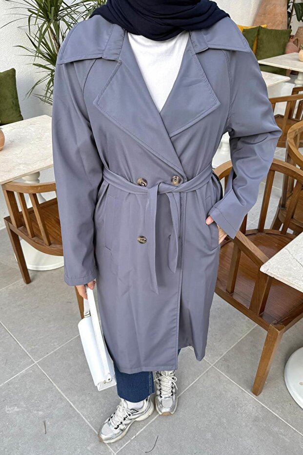 Kolu Katlamalı Trenç Antrasit - 3