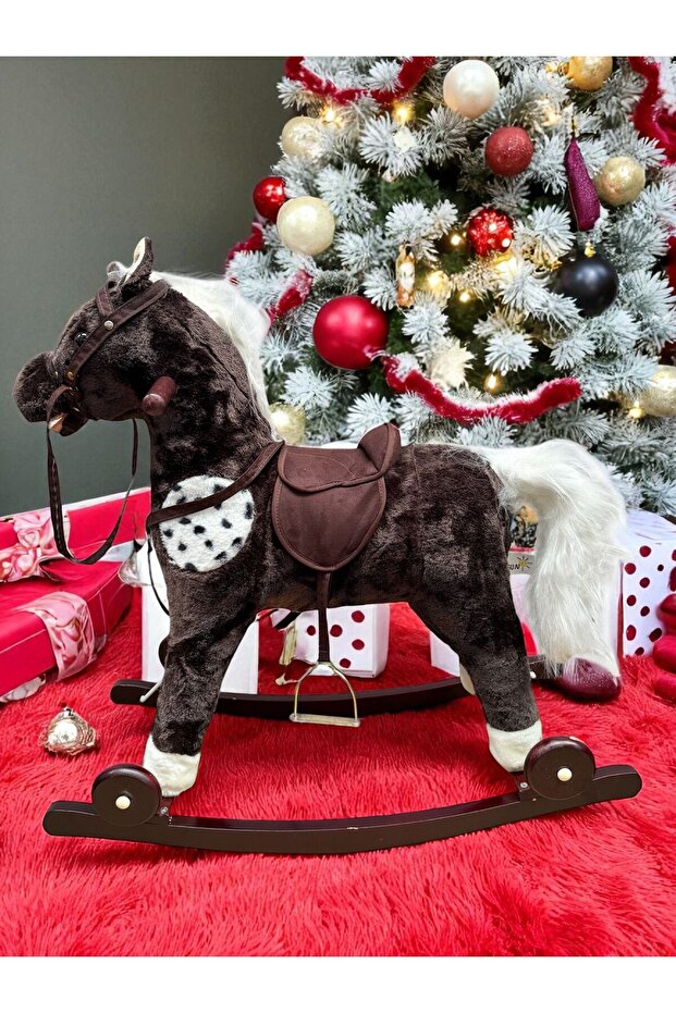 Rocking Horse, 2 In 1, With Wheels, Realistic Sounds And Lights, Brown, Large Size - 3