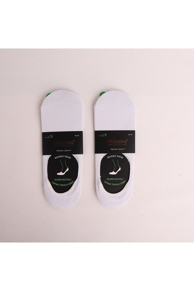2-Piece Silicone Backed Non-Slip Heel Washed Bamboo Men's Socks Ballerina Socks