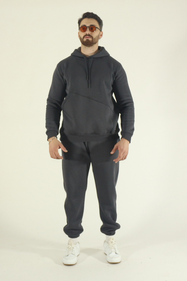 Men's Fleece Lined Tracksuit Set with Special Pockets Sweatshirt Jogger - Regular Soft Hoodie