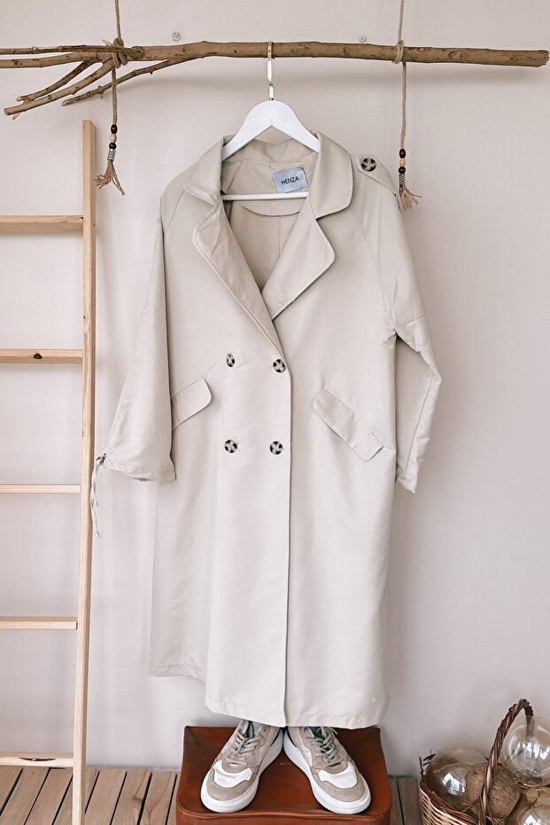 94041517 Kol Bağlama Detaylı Bej Trençkot - 1