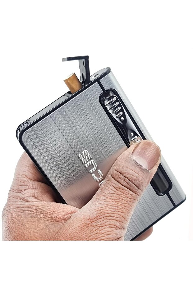 Focus Long Cloud automatic cigarette case with built-in jet lighter - holds 10 king-size (multi-colo - 1