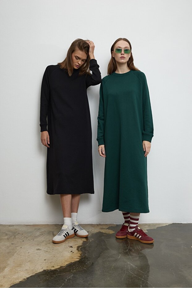 Nora Sweatshirt Elbise Siyah - 6